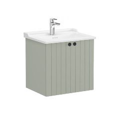 Vitra Root Groove 69281 Lavabo Dolabı, Kapaklı, 60 Cm, Mat Retro Yeşil, Klasik Lavabolu